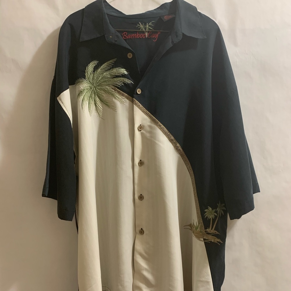 Bamboo Cay Men’s Hawaiian Shirt XXL Black/Beige